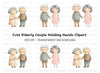 Cute Elderly Couple Holding Hands Clipart Bundle