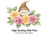 Cute Gnome with Rose Bouquet Clipart Bundle