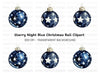 Blue Christmas Ornaments Clipart Bundle