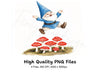 Jumping Gnome with Red Mushrooms Clipart Bundle