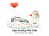Sleeping Babies and Hearts Clipart Bundle