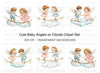 Cute Angel Couples on Cloud Clipart Bundle