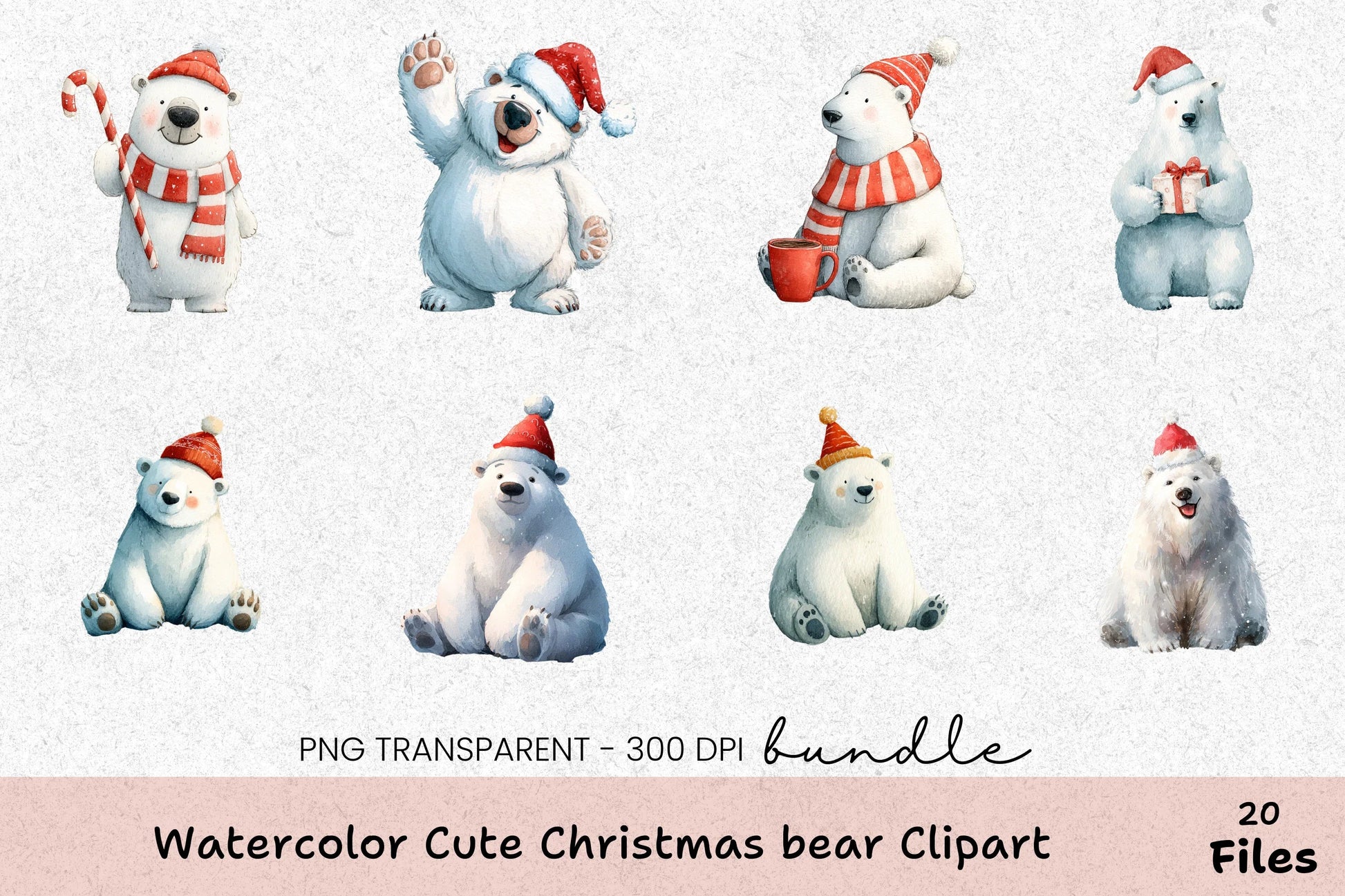 Cute Christmas Bear Clipart Bundle - CraftNest - Digital Crafting and Art