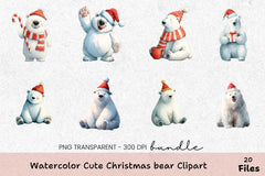 Cute Christmas Bear Clipart Bundle - CraftNest - Digital Crafting and Art