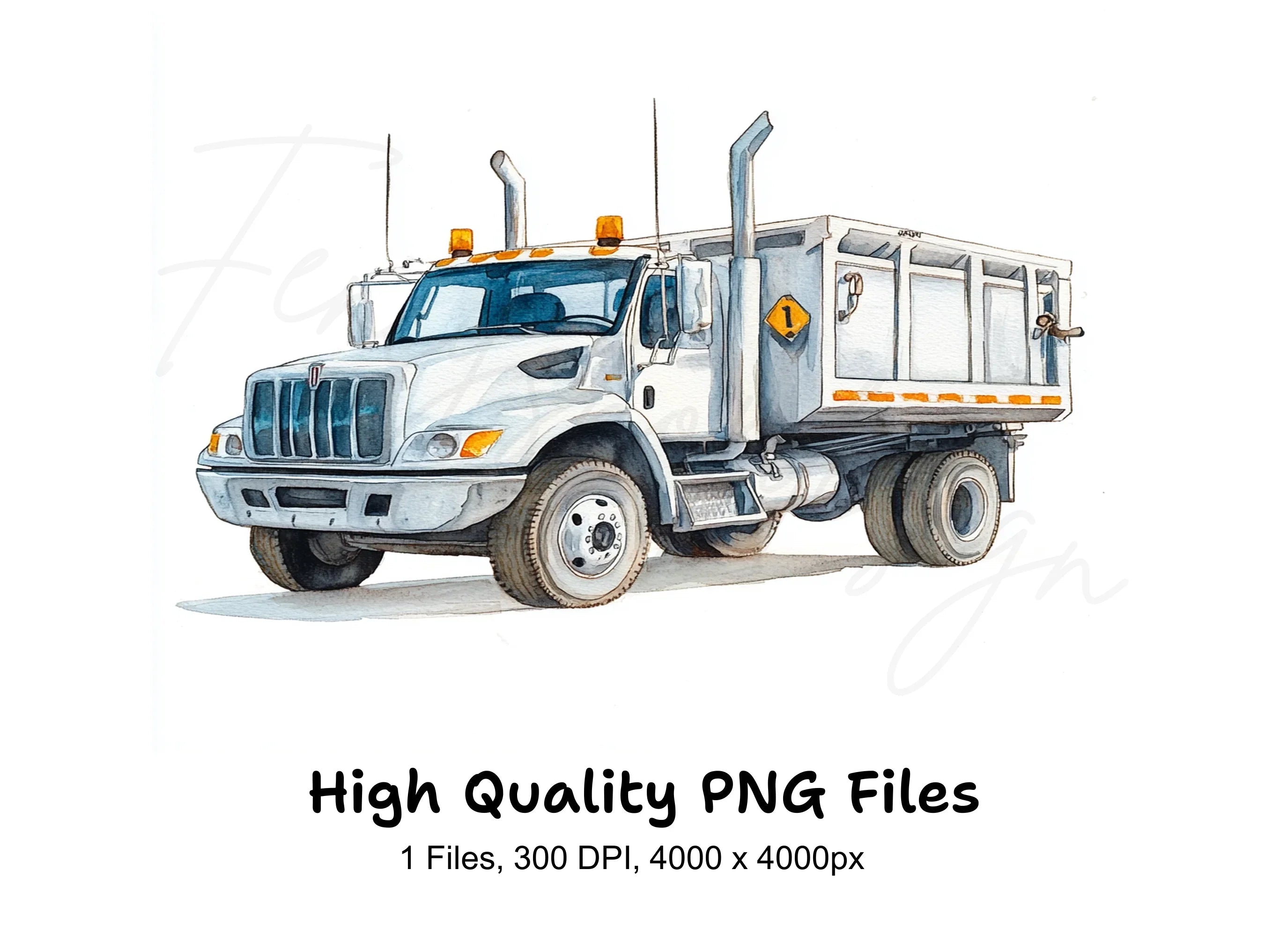 White Dump Truck Clipart Bundle