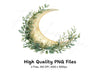 Botanical Crescent Moon Clipart Bundle