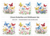 Colorful Butterflies and Flowers Clipart Bundle