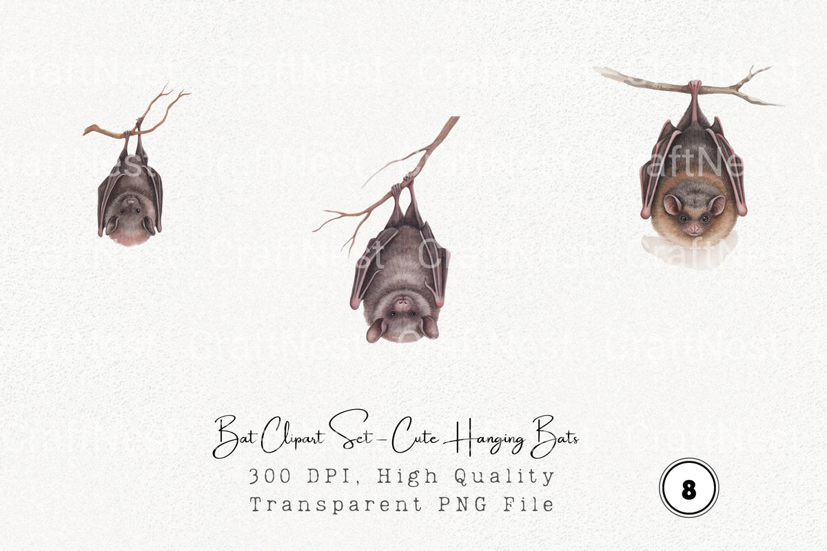 Bat Cute Hanging Bats Clipart Bundle