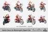 Santa Claus on Motorcycle Clipart Bundle