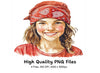 Smiling Girl with Red Bandana Clipart Bundle