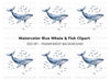 Blue Whale and Fish Ocean Clipart Bundle