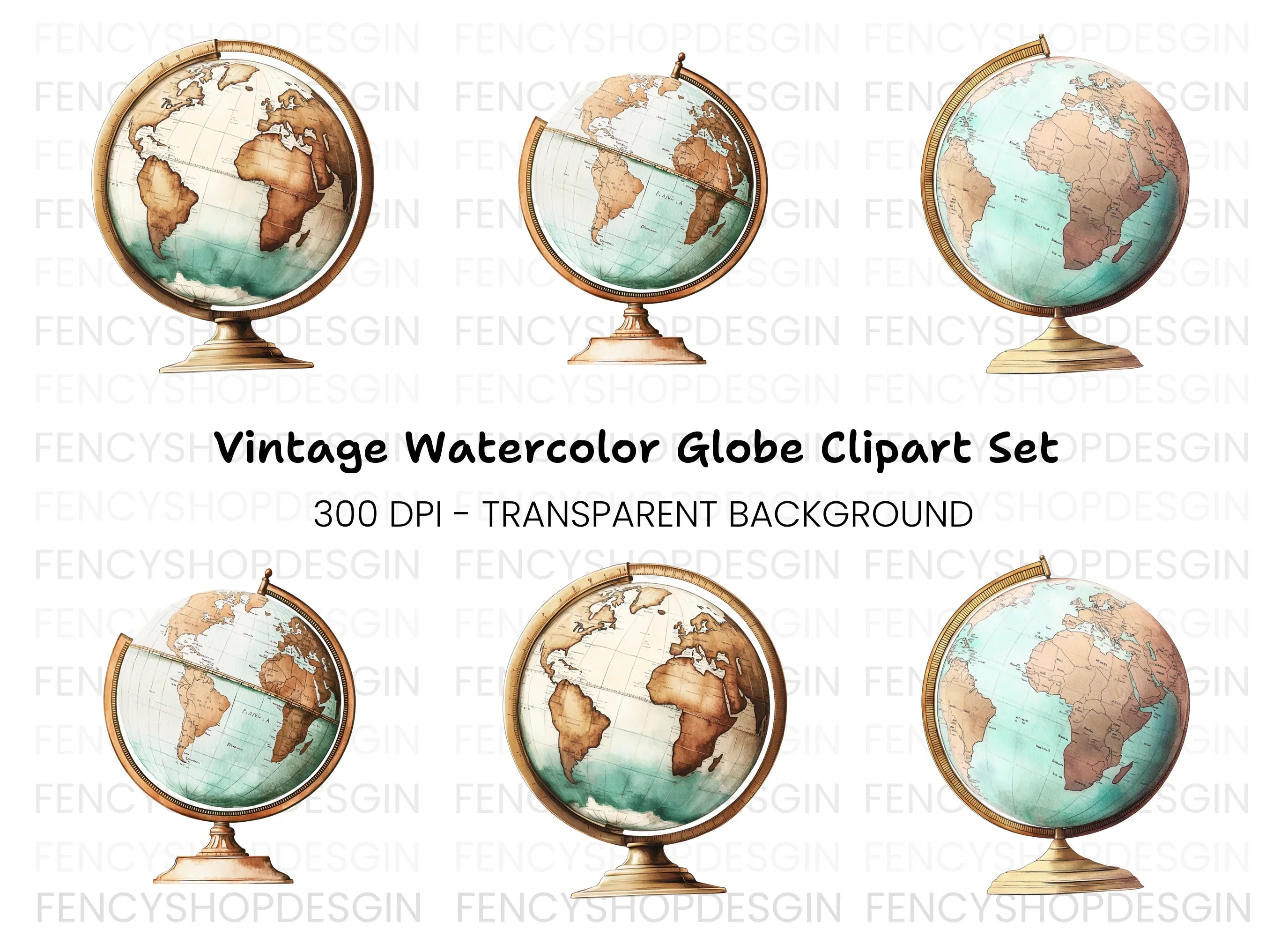 Globe Stand Clipart Bundle