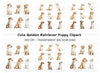Adorable Golden Retriever Puppies Clipart Bundle