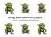 Grumpy Green Goblin Creatures Clipart Bundle