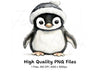 Cute Penguin in Winter Hat Clipart Bundle
