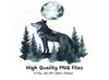 Majestic Wolf and Moon Forest Clipart Bundle