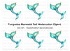 Teal and Gold Mermaid Tail Clipart Bundle