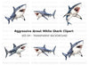 Aggressive Shark Jaws Clipart Bundle