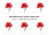 Vibrant Red Peony Clipart Bundle