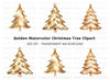 Golden Christmas Trees Clipart Bundle