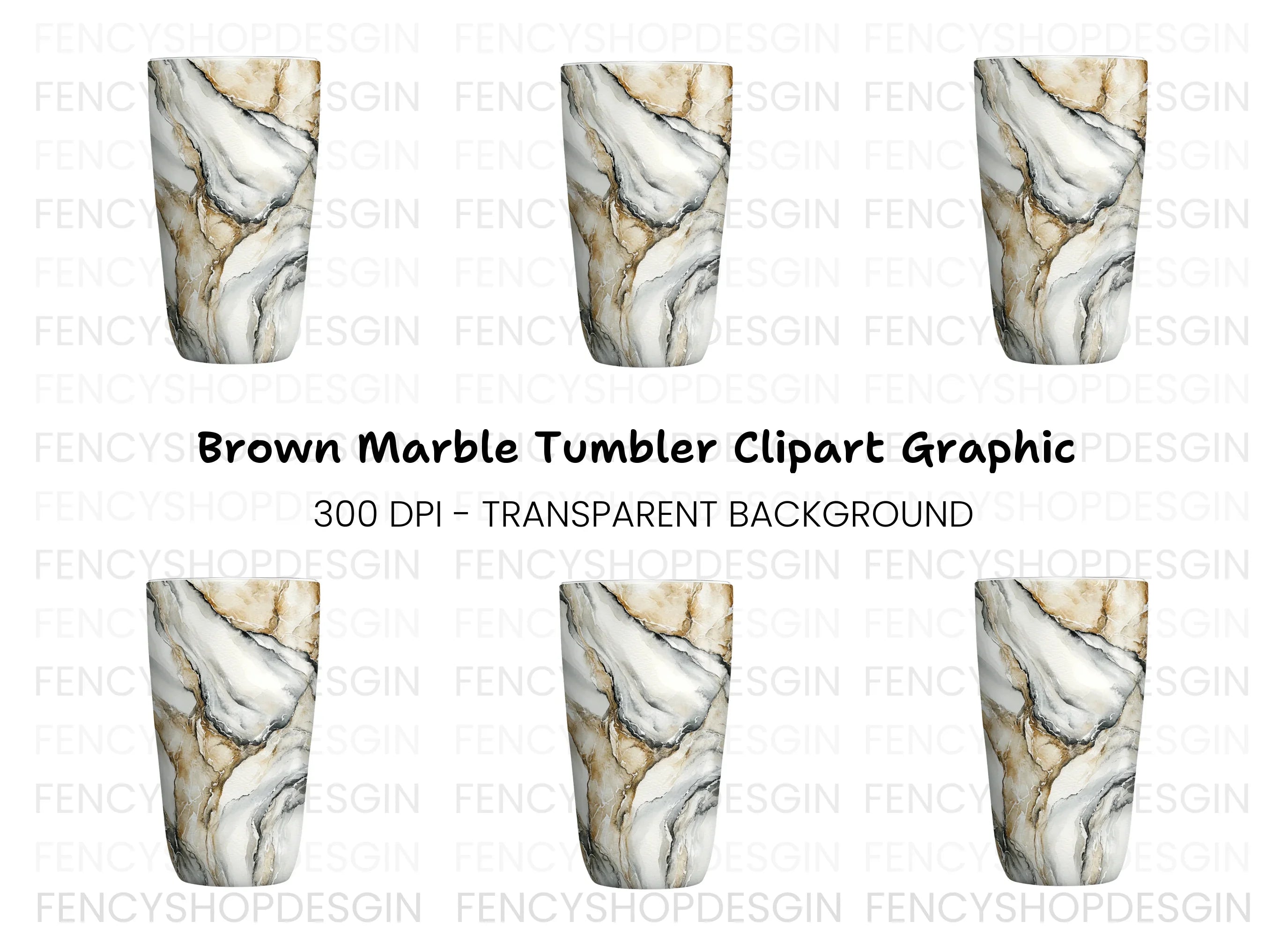 Brown Marble Tumbler Clipart Bundle