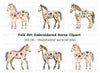 Floral Painted Horses Clipart Bundle