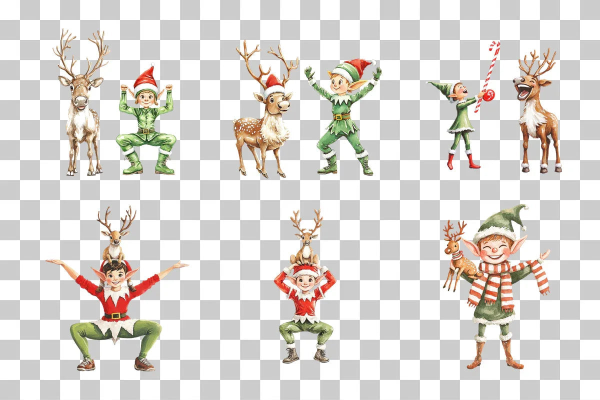 Festive Christmas Elf Reindeer Clipart Bundle - CraftNest - Digital Crafting and Art