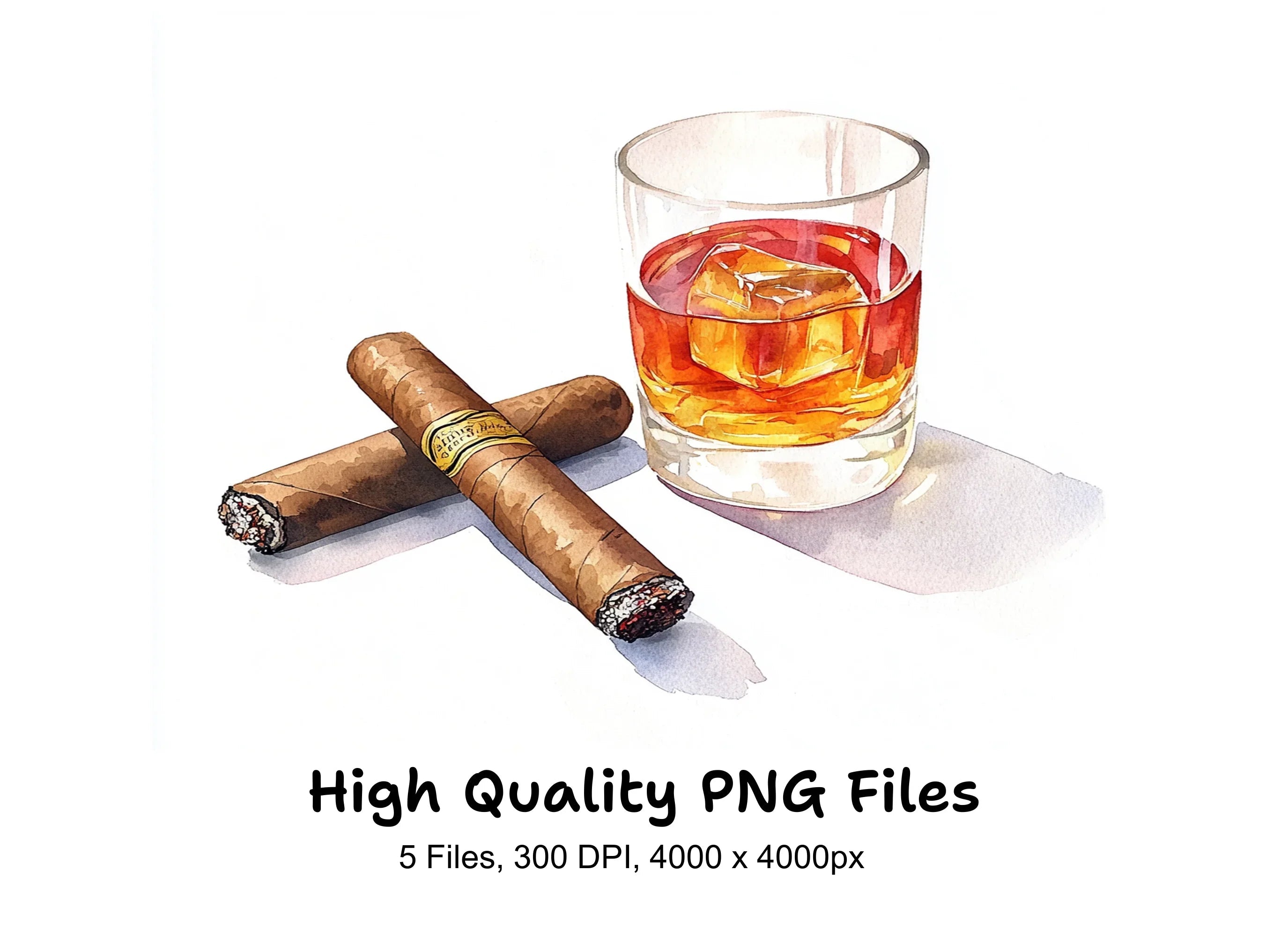 Whiskey and Cigar Clipart Bundle