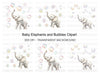 Playful Elephants and Bubbles Clipart Bundle