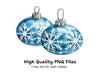 Blue Snowflake Christmas Baubles Clipart Bundle