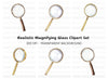 Golden Magnifying Glass Clipart Bundle