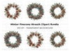 Pinecone Christmas Wreaths Clipart Bundle