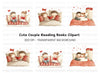 Cute Couples Reading and Cuddling Clipart Bundle