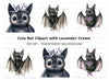 Cute Bat with Lavender Clipart Bundle