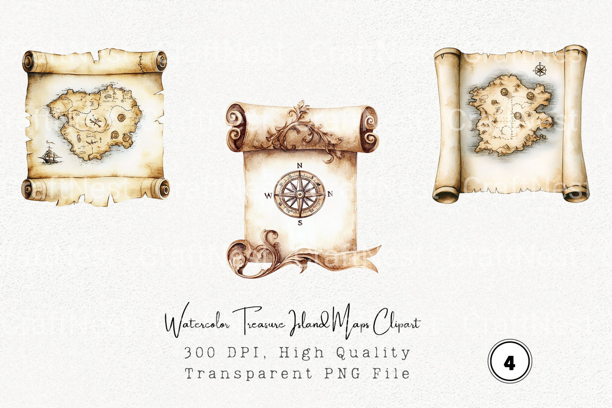 Treasure Island Maps Clipart Bundle