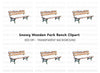 Snowy Wooden Park Bench Clipart Bundle