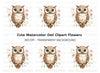 Cute Owl with Floral Accents Clipart Bundle
