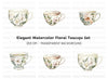 Elegant White Floral Teacup Clipart Bundle