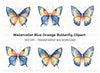 Blue and Orange Butterfly Clipart Bundle