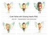 Cute Fairies with Glowing Hearts Clipart Bundle