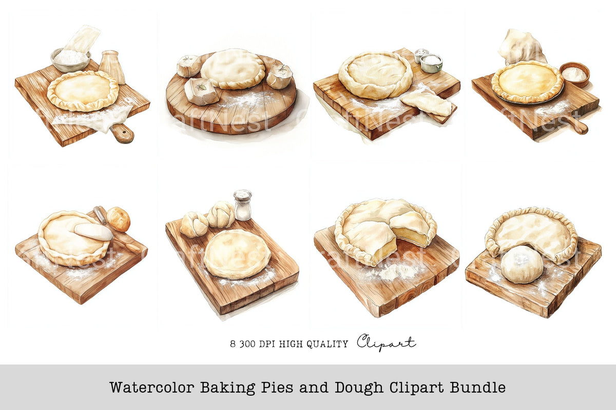 Baking Pies And Dough Clipart Bundle