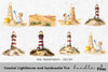 Coastal Lighthouse and Sandcastle Fun Clipart Bundle