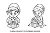 Cute Christmas Elf Gift Coloring Books