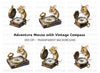 Adventurous Mice with Compass Clipart Bundle