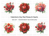 Romantic Rose Bouquets with Heart Clipart Bundle