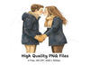Romantic Winter Couple Kissing Clipart Bundle