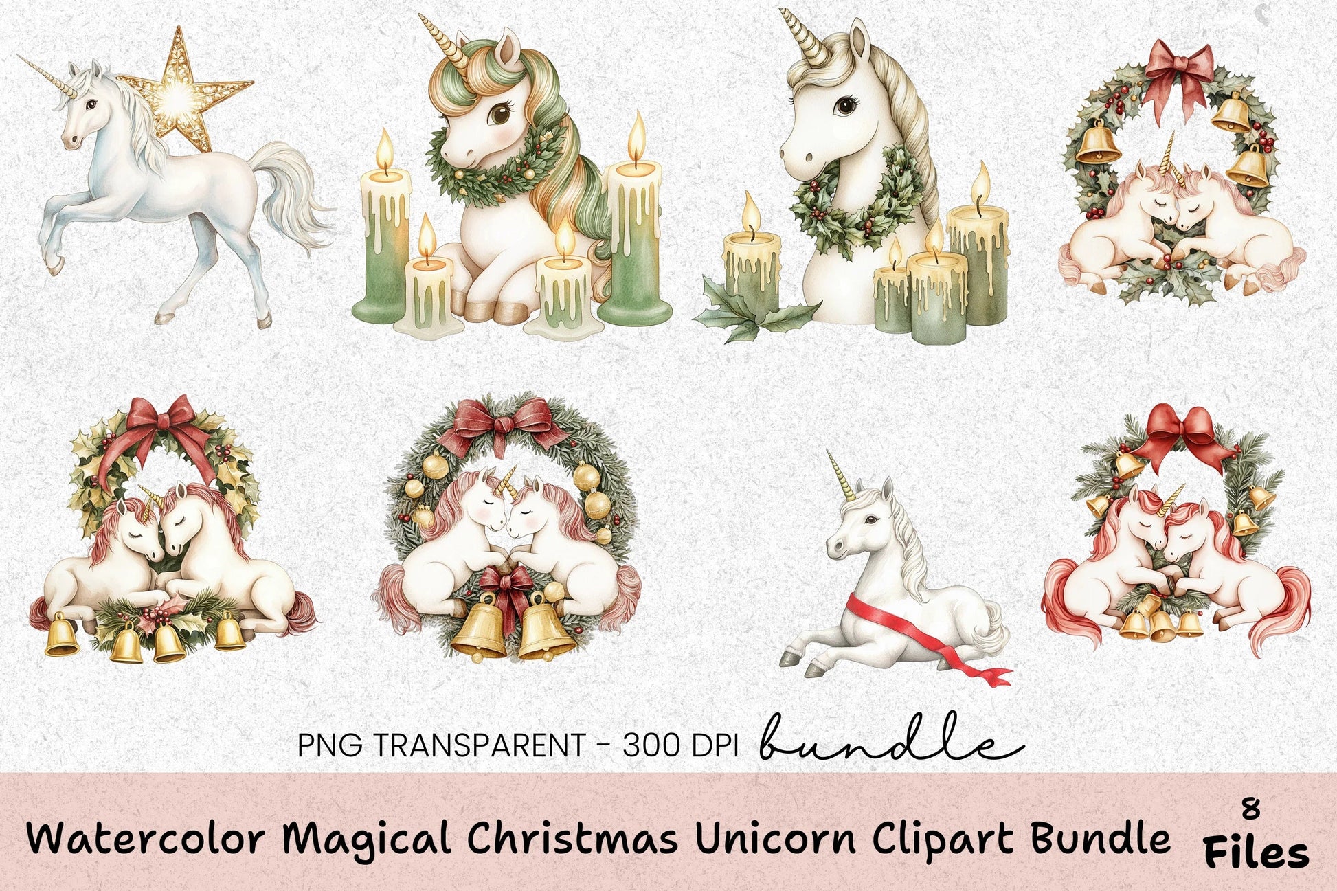 Magical Christmas Unicorn Clipart Bundle - CraftNest - Digital Crafting and Art