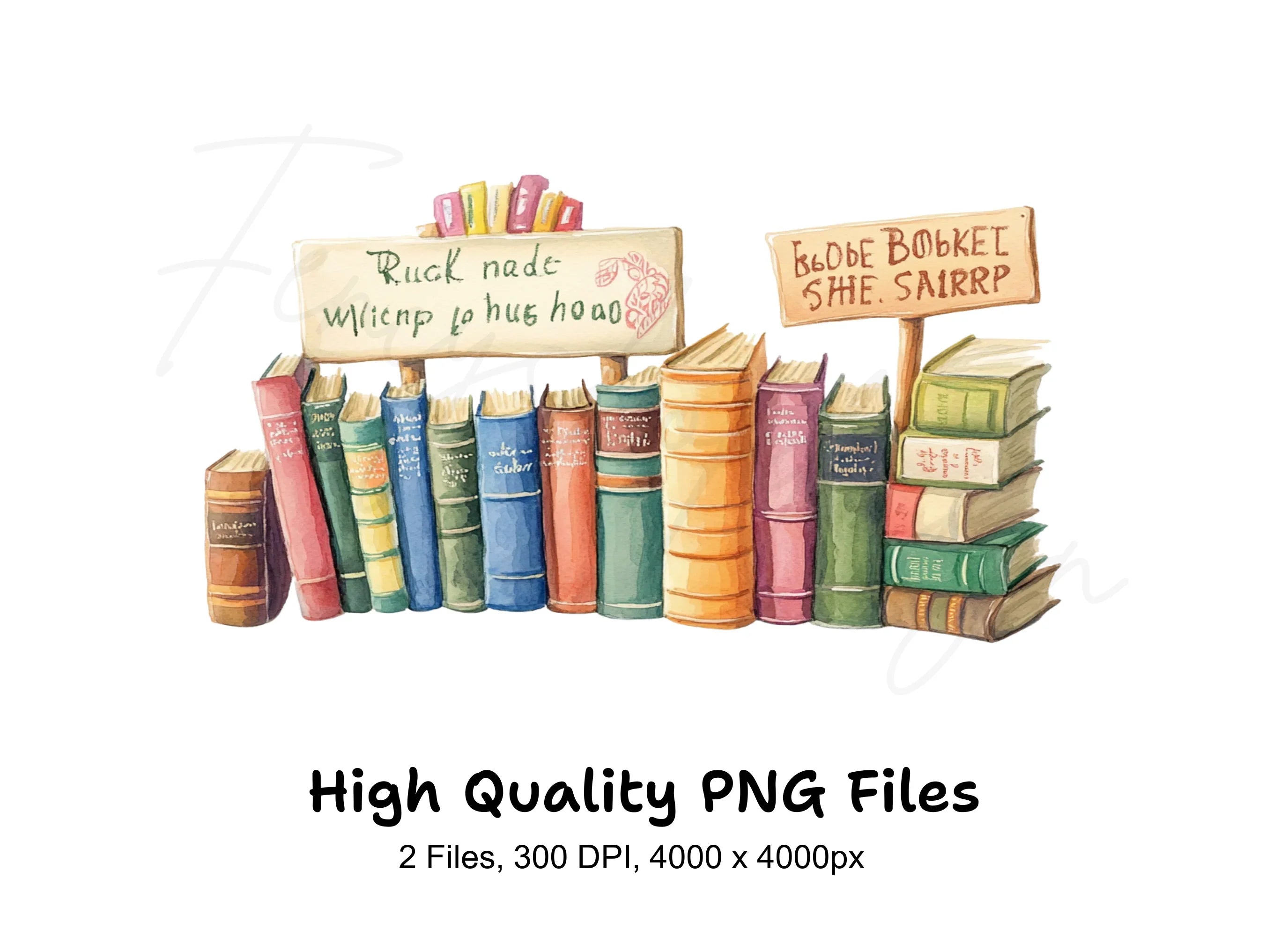 Vintage Book Stacks Shelves Clipart Bundle