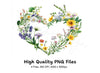 Wildflower Heart Wreath Clipart Bundle
