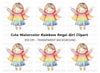 Cute Rainbow Angel Girl Clipart Bundle